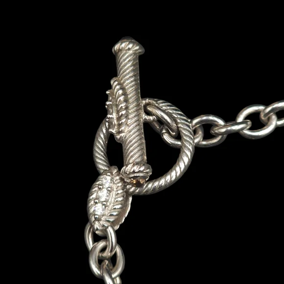 Judith Ripka 925 SS Pink Quartz Smokey Quartz CZ Maltese Cross Pendant/ Necklace - Picture 5 of 10